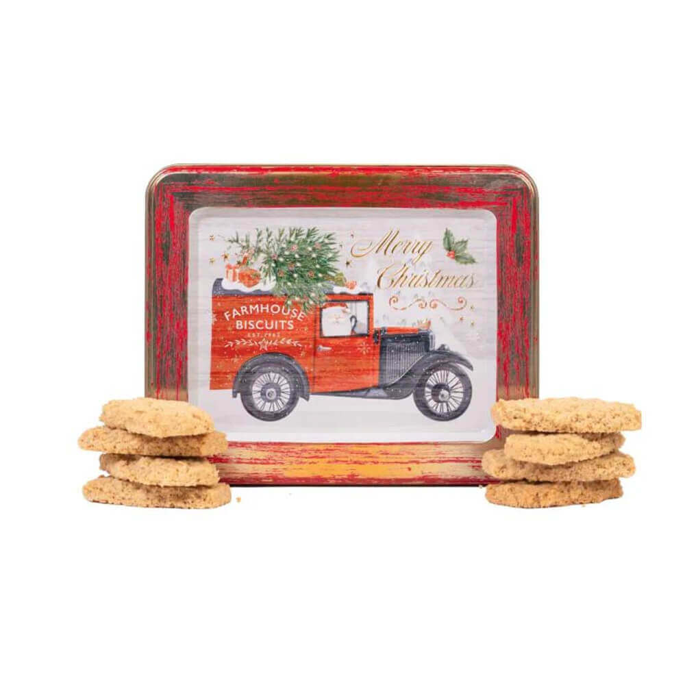 Farmhouse Embossed Vintage Oat Flip Biscuits Tin 400g